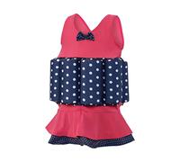 Konfidence Float suit - Traditional Kids Swimsuit for 1-5 Years with Adjustable Buoyancy/Removable Foam Floats - Super Soft,Flexible Lycra (Pink Polka Dot, 1-2 Years)