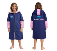 Konfidence Kids Warma Robe - Lightweight, Fleece-Lined Soft Shell Changing Robe | Water-Resistant, Windproof & Hooded for Swimming, Beach, Surf & Outdoor Use (Navy/Pink, 3-6 Years)