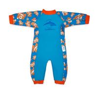Konfidence Splashy Swimsuit-Eco Friendly Baby Swimming Costume,0-24 Months Made with Recycled Plastic,Soft & Warm Fleece Lined Baby Swimsuit with 50+ UV Protection (Clownfish Cyan 12-24 Months)