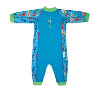 Konfidence Splashy Swimsuit-Eco Friendly Baby Swimming Costume,0-24 Months Made with Recycled Plastic,Warm Fleece Lined Baby Swimsuit. 50+UV Protection (Seabiskit Cyan, 6-9 Months)