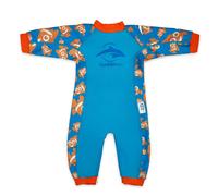 Konfidence Splashy Swimsuit-Eco Friendly Baby Swimming Costume,0-24 Months Made with Recycled Plastic,Soft & Warm Fleece Lined Baby Swimsuit with 50+ UV Protection (Clownfish Cyan 12-24 Months)