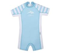 Konfidence Warma Swimsuit - Eco Swimming Costume Made with e-Flex Using Recycled Plastic - Regulates Temperature - 50+ UV Protection (Breton Blue, 4-5 Years)