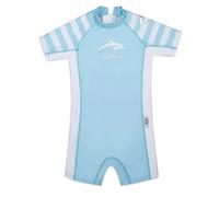 Konfidence Warma Swimsuit - Eco Swimming Costume Made with e-Flex Using Recycled Plastic - Regulates Temperature - 50+ UV Protection (Breton Blue, 2-3 Years)