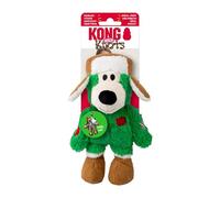 KONG Christmas Holiday Wild Knots Bear Dog Toy - Durable Rope Skeleton, Squeaker for Long-Lasting Play, Less Stuffing for Less Mess, Assorted Colors (1 Pack, Small/Medium)