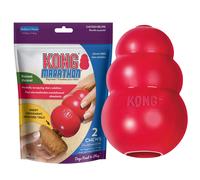 KONG - Classic Durable Dog Toy and Marathon Chew Treat Combo (2 Pieces) - Chicken Medium