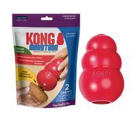 KONG Classic Stuffable Dog Toy & KONG Marathon Chicken-Flavored Treats (2 Pack) - Fetch & Chew Toy for Dogs - With Dog Toy Filler Treat - For Hours of