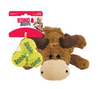 KONG Cozie Marvin Moose & SqueakAir Balls (3 Pack) - Dog Fetch & Chew Toys for Fun - Soft Toy Moose for Indoor Play - Durable Dog Toy Balls for Outdoo