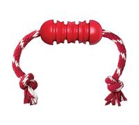 KONG Dental with Rope, For Medium Dogs | Ridged Design Cleans Teeth and Gums, Attached Rope for Tug and Play, Stuffable Outlet, Durable Natural Rubber