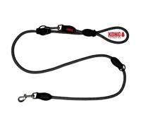 KONG Dog Lead in Black, Triple Adjustable, High-Quality Double Lead, Running Lead with Robust Carabiner Hook, Reflective Lead for Dogs, Lead Lead, Length 1.5 m, Width 10 mm, Size M