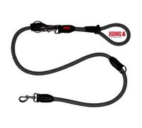 KONG Dog Lead in Black, Triple Adjustable, High-Quality Double Lead, Running Lead with Robust Carabiner Hook, Reflective Lead for Dogs, Length 1.5 m, Width 14 mm, Size L