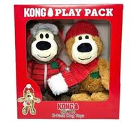 KONG Dog Toys 2 Pack Wild Knots Bear Soft Durable Plush with Squeaker and Internal Knotted Rope Minimal Stuffing Play Pack Gift Box for Dogs