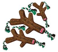KONG FetchStix with Rope - Medium | Durable Tug & Fetch Dog Toy with Crinkle & Squeaker | Safer Alternative to Sticks | Multi-Fabric for Chewing | Easy-Grip Knots for Interactive Play
