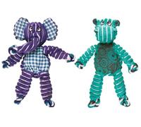 KONG Floppy Knots Dog Toy Bundle for Small/Medium Dogs - Durable Plush Toys with Internal Knotted Ropes & Squeakers - Minimal Stuffing for Less Mess (Hippo and Elephant, Small/Medium)