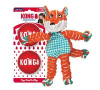 KONG Floppy Knots & Signature Balls (2 Pack) - Knotted Dog Toy Entices Play & Satisfies Instincts - Dog Supplies with Minimal Stuffing - Strong Dog Toy Balls for Fetch - Fox, for Large Dogs