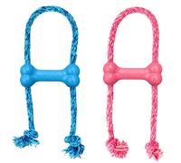 KONg - Puppy goodie Bone with Rope - Teething Rubber, Teeth cleaning Dog Toy - for X-Small Puppies - Blue