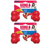 KONG Goodie Bone - Treat Dispensing Natural Rubber Bone - Red - for Large Dogs (2 Pack)
