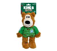 KONG Holiday Wild Knots Sweater Bear Green Dog Toy - M/L