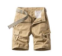 KONG JIMFAN Mens Cargo Short Multi Pockets Durable Combat Shorts Zipper Closure Work-Shorts Lightweight Breathable Summer Chino-Shorts Casual Relaxed Walking Half Pants Workwear for Men(#A Khaki,M)
