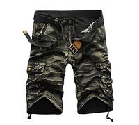 KONG JIMFAN Mens Cargo Shorts with Pocket Summer Shorts Outdoor Mens Cargo Short Casual Work Utility Shorts Comfortable Hiking Trousers Stretch Cargo Trousers for Men Joggers Loose Cycling Pants