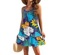 KONG JIMFAN Swimsuit Coverup for Women 2025 Vacation Beach Cover Ups Spaghetti Straps Bathing Suit Cover Up Sundress(#B Dark Blue,L)