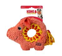 KONG Ringaroos - Interactive Rope Ring Dog Toy with Plush Squeaker - for Fetch, Tug & Cuddle - for Medium Sized Dogs (Orange Pig)