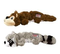 KONG Scrunch Knots 2 Pack Dog Toy - Stuffing-Free Plush with Internal Knotted Ropes & Squeaker - Durable Tug & Chew Toy (Squirrel/Raccoon Combo, Medium/Large)