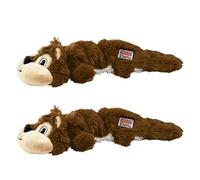KONG Scrunch Knots 2 Pack Dog Toy - Stuffing-Free Plush with Internal Knotted Ropes & Squeaker - Durable Tug & Chew Toy (Squirrel, Medium/Large)