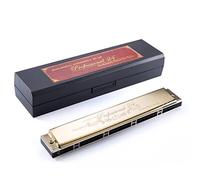 Kong Sheng KS-24P 24-hole chord harmonica professionally played with good air tightness ABS resin material suitable for beginners, students and adults in C harmonica (Golden C)