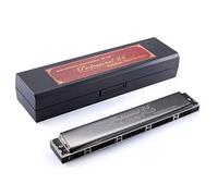 Kong Sheng KS-24P 24-hole chord harmonica professionally played with good air tightness ABS resin material suitable for beginners, students and adults in C harmonica (Black C)