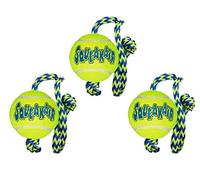 KONG SqueakAir Ball with Rope Dog Toy, Medium x 3