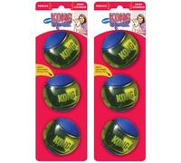 KONG Squeezz Action Ball Dog Toy - Durable Bouncy Ball with Built-in Squeaker - Great for Fetch & Chewers - Stimulates Play & Exercise (Blue, Medium (6 Pack))