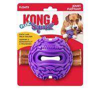 KONG Squeezz Flex Ball - Flexible Treat & Chew Holder for Dogs - Interactive Dog Toy for Fetch, Floating, & Travel - Holds Treats, Chews, & Bully Sticks (Small/Medium)