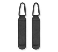 KONG.WALTHER Help Me Hooks | Baby Stroller Clips | Pram Bag Clips | Set of 2 Vegan Leather Hooks with Heavy Duty Carabiner Clips | Fits All Prams & Pushchairs | Universal Pram Accessories | Black