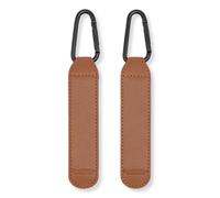 KONG.WALTHER Help Me Hooks | Baby Stroller Clips | Pram Bag Clips | Set of 2 Vegan Leather Hooks with Heavy Duty Carabiner Clips | Fits All Prams & Pushchairs | Universal Pram Accessories | Brown