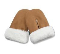 KONG.WALTHER Østerbro Pram Gloves | Wind & Water Resistant | Warm Fleece Lining | Easy Universal Stroller Attachment | One Size, Multiple Colours & Styles | Brown Faux Suede | Adult & Mini Bundle