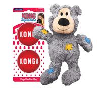 KONG Wild Knots Bear & Signature Balls 2 Pack - Dog Chew Toy - Dog Ball to Aid Boredom - Plush Toy & Squeak Balls for Snuggling & Fetch/Retrieve - Lar