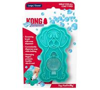 KONG ZoomGroom Bubbles Dog Brush - Soap Dispensing, Massaging and Gooming Brush for Dogs, Removes Shedding Hair - Works on All Coat Types and Lengths