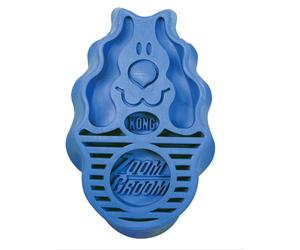 KONG ZoomGroom Multi Use Gentle Rubber Curry Grooming & Massage Dog Brush 4x3"