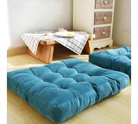 Kongdson Floor Pillow, 55x55cm Tufted Corduroy Cushions for Outdoor Yoga Tatami Fireplace Living Room, Square Large Pillows Seating for Adults Meditation Yoga (Blue)