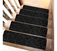 Kongdson Home Stair Mats Carpet for The Elders/Pets, Non-slip Self-Adhesive Stair Treads Runner Rugs, Wooden Staircase Steps Safety Mat (15pcs,Black)