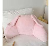 Kongdson Reading Pillow for Kids,Fur Fluffy Cuddle Cushion Sitting Reading Gaming Lumbar Back Support Bolster, Bed Sofa Rest Positioning Support Backrest with Armrest (Pink)