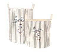 Konges Sløjd Cotton Baskets 2-Piece Set Sailor Stripe Toy Storage Beige
