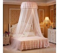 KongEU Princess Bed Canopy Elegant Lace Dome Mosquito Net Round Hoop Bed Canopy Queen Size Bed with Butterflies,Orange