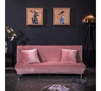 KongEU Solid Color Sofa Bed Cover,Soft Fox Velvet Slipcover Full Coverage Folding Sofa Protector Cover,Dust-Proof Pet Dog Protector No Armrest-Pink-L:155-190cm