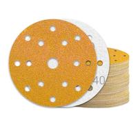 KONGMING 50 Pcs 150mm Sanding Discs Grit 40 Hook and Loop 15 Hole for Random Orbital Sander