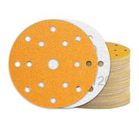 KONGMING 60 Pcs 150mm Sanding Discs Grit 120 Hook and Loop 15 Hole for Random Orbital Sander