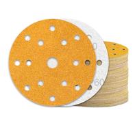 KONGMING 60 Pcs 150mm Sanding Discs Grit 60 Hook and Loop 15 Hole for Random Orbital Sander