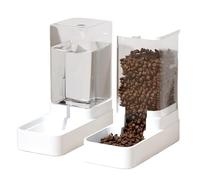 Kongming Automatic Cat Feeder and Water Dispenser,2 in 1 Travel Supply Cat Water Dispenser and Food Feeder Set,3.3L White Automatic Feeders for Cats,Small Medium Dogs and Puppy