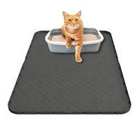Kongming Cat Litter Mat,Large 86×55.8cm Soft Litter Tray Mat for Scatter Control,Non-Slip and Waterproof Silicone Mats for Indoor,Garden,Easy to Clean,Keep the Floor Tidy (Black)