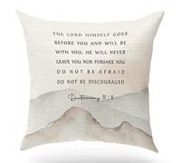 KongMoTree Bible Verse Pillow Cover, Deuteronomy 31:8, Scripture Art Pillow Case for Farmhouse Home Office Bedroom Living Room Porch Decoration, Christian Religious Gift Church Gifts, 18x18 Inches
